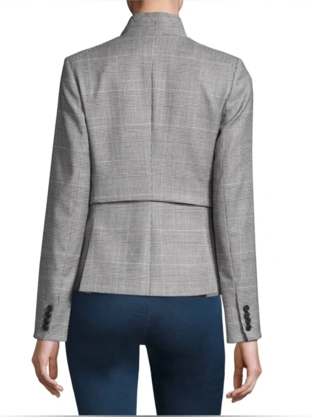 Veronica Beard Paloma Plaid Dickey Blazer Zipper Jacket Gray Women 8 Modern - Picture 6 of 8